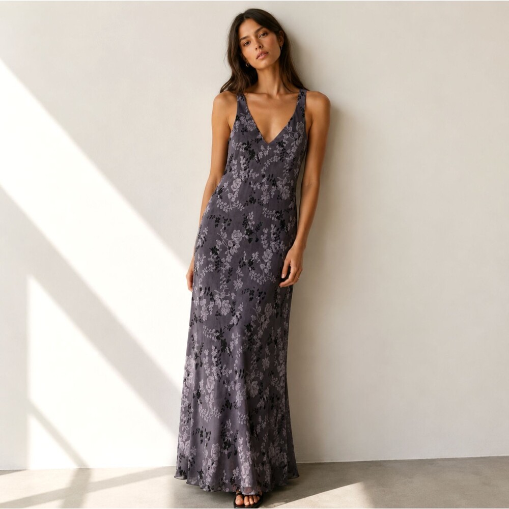 90s Calvin Klein Floral Slip Dress S Maxi Sheer Romantic Archive Runway Style